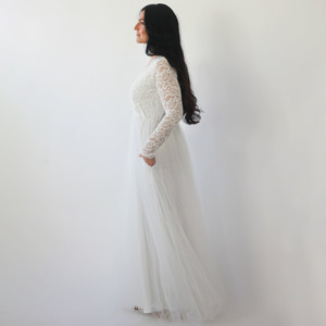 Abito da sposa in pizzo avorio a maniche lunghe con tasche # 1266 - Product Image 6