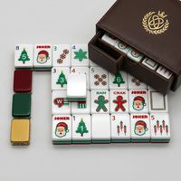 Tuiles de Mahjong en Acrylique de Luxe Gravées, Portables, Résistantes à l'Eau, Durables, de Style Américain, Rouges, à Quatre Couches, pour Noël