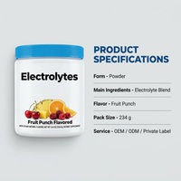 Poudre d'électrolytes en marque blanche OEM, saveur Punch aux fruits, pot de 234g, complément alimentaire, approvisionnement en vrac