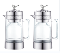 En gros Personnalisé Argent Arabe Cafetière Transparent Double Couche Ménage Arabe Thé Bouilloire