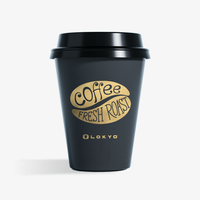 Gobelets en papier jetables LOKYO noirs à paroi simple pour café, thé et boissons chaudes à emporter avec couvercle