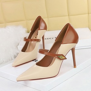 Factory Wholesale Women's Pointed Toe Stiletto Heels PU Upper Ankle Strap Pumps Elegant Dress Shoes - Product Image 1
