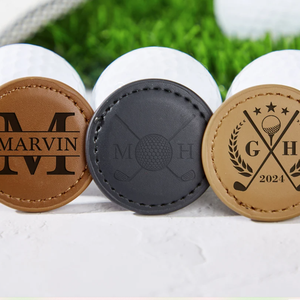 Vente chaude personnalisé en cuir PU marqueur de balle de Golf Logo personnalisé aides à la formation de Golf pour hommes cadeaux de Golf de grand-père - Product Image 2