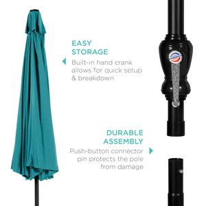 Outdoor 10ft Patio <strong>Parasol</strong> Market <strong>Table</strong> 6 Panel 3M Garden Umbrella With Push Button Tilt and Crank - Product Image 4