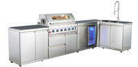 Ensemble de cuisine extérieure sur mesure certifié CE, 6 brûleurs, gaz propane SS304, barbecue intégré, îlot de bar extérieur, grill BBQ