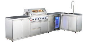 CE 인증 맞춤형 야외 주방 세트 6구 버너 SS304 가스 프로판 빌트인 바비큐 아일랜드 바 외부 BBQ 그릴 - Product Image 3