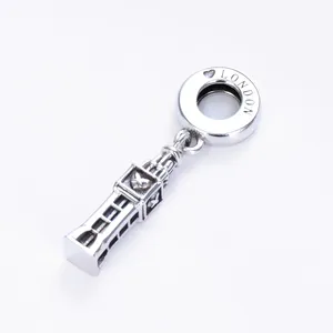 Europese Hot Selling 925 Zilveren Klok Toren Van Londen Hanger Charms Polijsten Voor Ketting Of Armband Maken