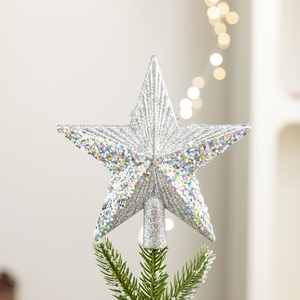 <b>Christmas</b> Tree Top Star Decorations Trumpet Gold Red Sequined Five-pointed Star <b>Christmas</b> Tree Top Accessories <b>Dress</b> Up. - Product Image 6