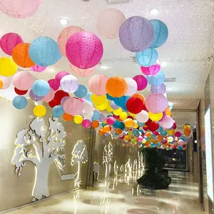 multicolor Chinese Round Paper Lanterns ball for Wedding Party Hanging tissue paper lanterns Birthday Decor babyshower supplies