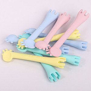 Hươu cao cổ phong cách dễ dàng Grip cấp thực phẩm mềm Silicone muỗng đa chức năng trái cây muỗng nĩa Silicone ăn muỗng - Product Image 5