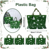 Sac fourre-tout vert imprimé thème Noël simple, réutilisable, écologique, pour boutique de cadeaux, emballage cadeau, sac plastique vide, vente en gros