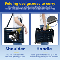 Siège de stade pliable portable d'occasion pour gradins, avec supports dorsaux et coussins, en fer et nylon, pour usage extérieur