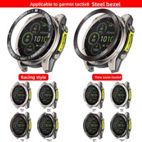 Aksesori sarung jam tangan cincin logam pengganti gaya balap, Bezel Zona Waktu baja tahan karat untuk Garmin Tactix 8 51mm 47mm