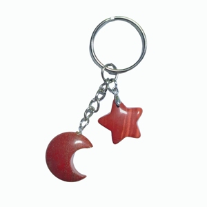 Porte-clés en pierre de jaspe rouge polie avec chaîne métallique intégrée pour décoration intérieure de voiture et fournitures d'artisanat en gros - Product Image 2