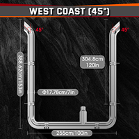 Kit d'échappement complet 6/7/8 pouces avec coudes longs et sorties de type West Coast compatible avec Peterbilt 359 379 389