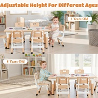 Ensemble table et chaises pour enfants, réglable en hauteur, en plastique et bois, moderne, Montessori, écologique, pour garderie, crèche et école maternelle