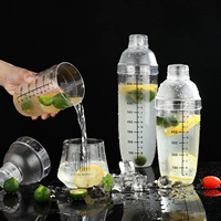 Ensemble de shaker à cocktails en plastique transparent OUYADA 700 ml, 7 pièces, avec échelle, kit de barman en résine PC transparente pour accessoires de bar à domicile