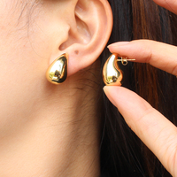 Boucles d'Oreilles Dupes Boucles d'Oreilles Légères Gouttes d'Eau Creuses Créoles Ouvertes Hypoallergéniques Plaqué Or Bijoux de Mode