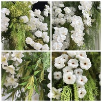 Nouvelles fleurs artificielles vertes style sauvage pour mariage avec herbe d'asperge, fleurs artificielles blanches et vertes pour arche de mariage et allée centrale