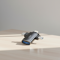 Adaptador 3 en 1 USB 3.0 Hembra Tipo C Multifunción Macho para Teléfono Apple Android, Cable Convertidor USB-C a USB OTG con Salida AC