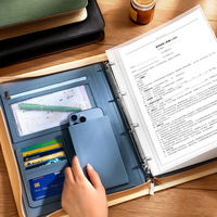 Carpeta de Cuero Multifuncional A4 para Organizar Documentos Comerciales, Carpeta Tipo Portafolio con Cierre para Uso en la Oficina