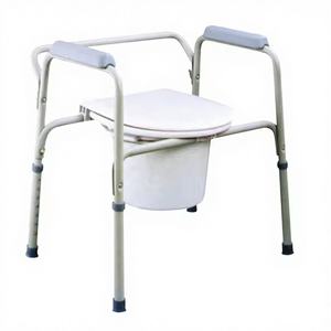 Silla de Comedor de Acero con Recubrimiento en Polvo, Diseño Europeo, Tamaño Compacto, Reposabrazos y Reposapiés Desmontables, Asiento Suave Gris con Estampado Blanco - Product Image 1