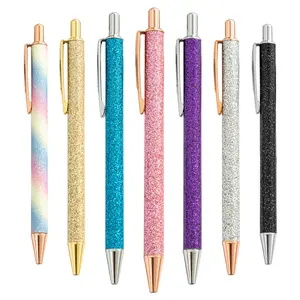 Penne a sfera in metallo glitterato più vendute penna a sfera in metallo lucido di lusso multicolore promozionale