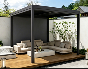 Retractable louver aluminum gazebo Anti-corrosion Backyard Outdoor Aluminium Pavilion Gazebo Waterproof aluminum pergola - Product Image 5
