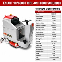 DIKE 90 660BT Mesin Pencuci Lantai Tipe Ride-On DC24V 2450W Lebar Pencucian 700mm Efisiensi Pembersihan 5600m2/jam Air Dingin Komersial