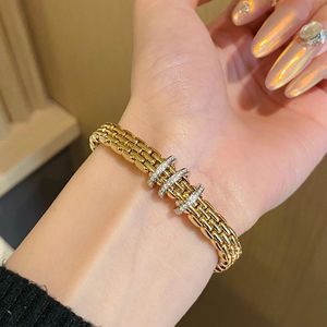 Pulsera de Diamantes de Color Dorado Italiano Xinfly para Mujer, Oro de 18K, Estilo Urbano INS, Brazaletes de Cadena - Product Image 3