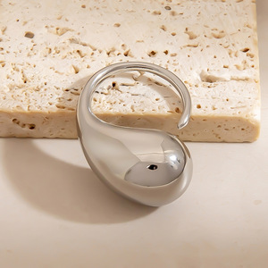 Bague en acier inoxydable de forme géométrique, ouverture réglable, bijoux unisexes à porter au quotidien - Product Image 2