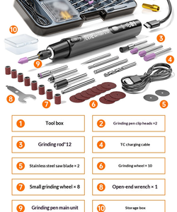 Cordless Rotary Tool Kit Digital Display Mini Electric Grinding Pen Rechargeable Engraving <b>Polishing</b> Drill Set - Product Image 6