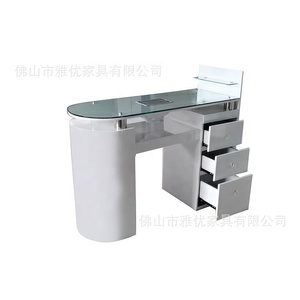 Table de manucure avec aspirateur intégré, table de manucure individuelle, table de manucure, table de manucure avec finition peinture blanche, table de manucure avec plateau en verre - Product Image 4