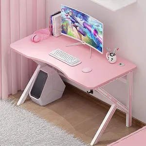 K आकार सरल राजकुमारी शैली लड़की लकड़ी गेमिंग टेबल आसान इकट्ठा कस्टम गुलाबी नवीनतम कंप्यूटर डेस्क के लिए गेमिंग पीसी डेस्क किशोर