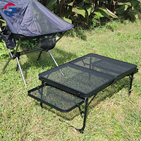 Grande table de camping pliable en aluminium durable - 2 panneaux latéraux |   2 hauteurs réglables |   Table de pique-nique avec barbecue extérieur, mobilier d'extérieur