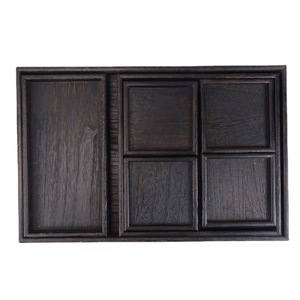 Bandeja de té rectangular de madera, negra brillante, con secciones divididas para servir té, café, uso en hoteles. - Product Image 5