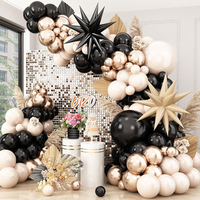 Kit d'arche de guirlande de ballons noir, crème et or rose avec ballons étoiles à effet d'explosion et ballons en latex pour la décoration de fêtes d'anniversaire et de mariages