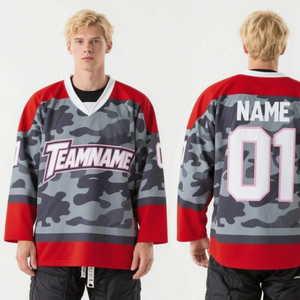 Maillot de hockey sur glace personnalisé pour adulte, camouflage, inspiré du hip-hop, uniforme d'équipe, tenue d'entraînement, logos personnalisés, vêtements de hockey sur glace - Product Image 3