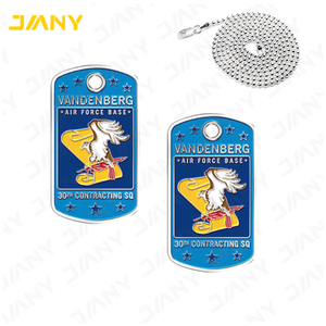 Tag Anjing Terukir Laser Log Murah Kustom Bentuk Pasangan Dicap Logam Tag Anjing Kosong dengan Rantai Bola - Product Image 4