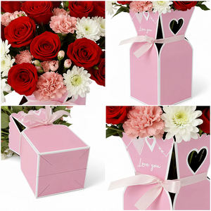 INUNION Vase à fleurs en carton léger avec <span class=keywords><strong>film</strong></span> romantique en forme de cœur à l'intérieur, multicolores, imperméable, boîte d'emballage pour bouquet de fleurs - Product Image 2