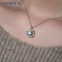 Elegante Collar con Colgante de Halo en Espiral de Plata 925 con Moissanita para Aniversario, Boda, Fiesta, Uso Diario, Regalo de Joyería