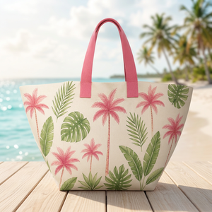 Premium Cotton <b>Shopping</b> <b>Tote</b> <b>Bag</b> with Tropical Palm Tree & Leaf Print | Reusable Beach, Grocery & Everyday Carry <b>Bag</b> - Product Image 3