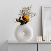 Grand cercle rond en céramique fleur Arrangement pampa herbe salon intérieur maison décoration objets bureau