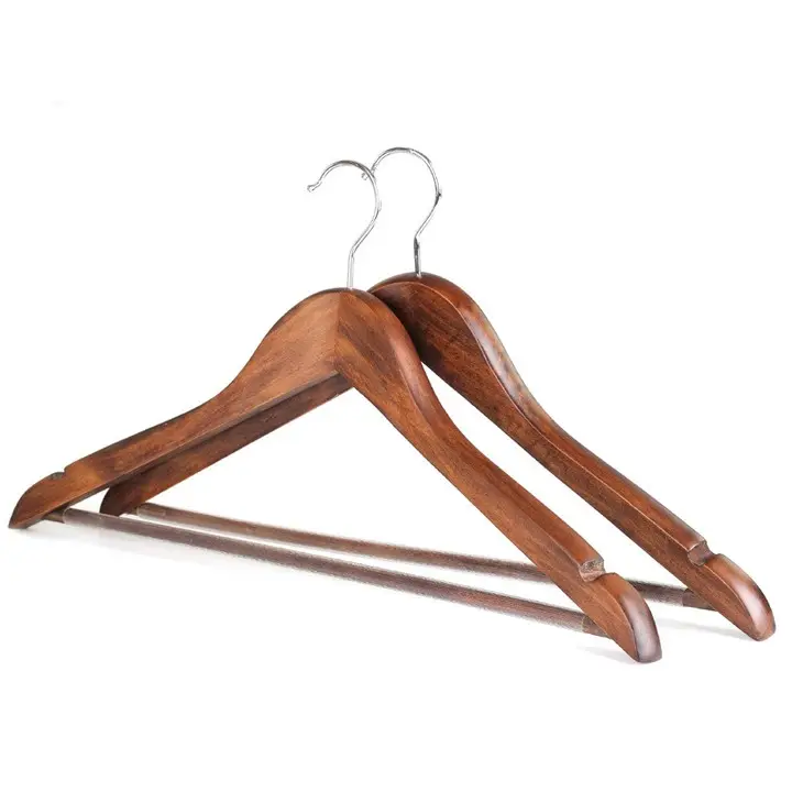 Natural Color Finishing Customized Supermarket Wood Suit Hanger with Peg For Garment Display