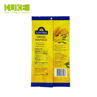 Pochette à fermeture éclair imprimée personnalisée avec joint arrière pour fruits secs mangue Feuille d'aluminium pour collation Sachet étanche à l'humidité Sac à trois joints latéraux