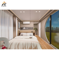 Maison capsule intérieure en structure acier blanc de luxe, 2 chambres, 1 salle de bain, cabane préfabriquée, design moderne, écologique
