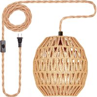 TSINYE-Lampes suspendues en rotin avec cordon de 15 pieds, interrupteur à intensité variable, corde de chanvre