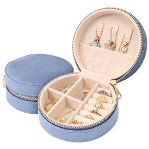 High-End Portable Travel Flannel Jewelry Box Exquisite Circular <b>Storage</b> for Earrings Necklaces <b>Rings</b> Multifunctional - Product Image 1