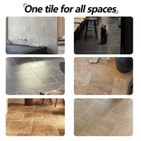 Carreaux de sol en céramique noire vieillie style vintage, antidérapants, mats, épaisseur 8,5 mm, texture rétro imitation pierre pour villas, hôtels, hôpitaux