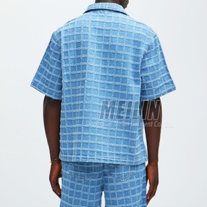 Ensemble de jeans pour hommes personnalisé par le fabricant, deux pièces, vêtements décontractés tendance, chemises en jean à manches courtes et shorts en denim pour hommes - Product Image 2